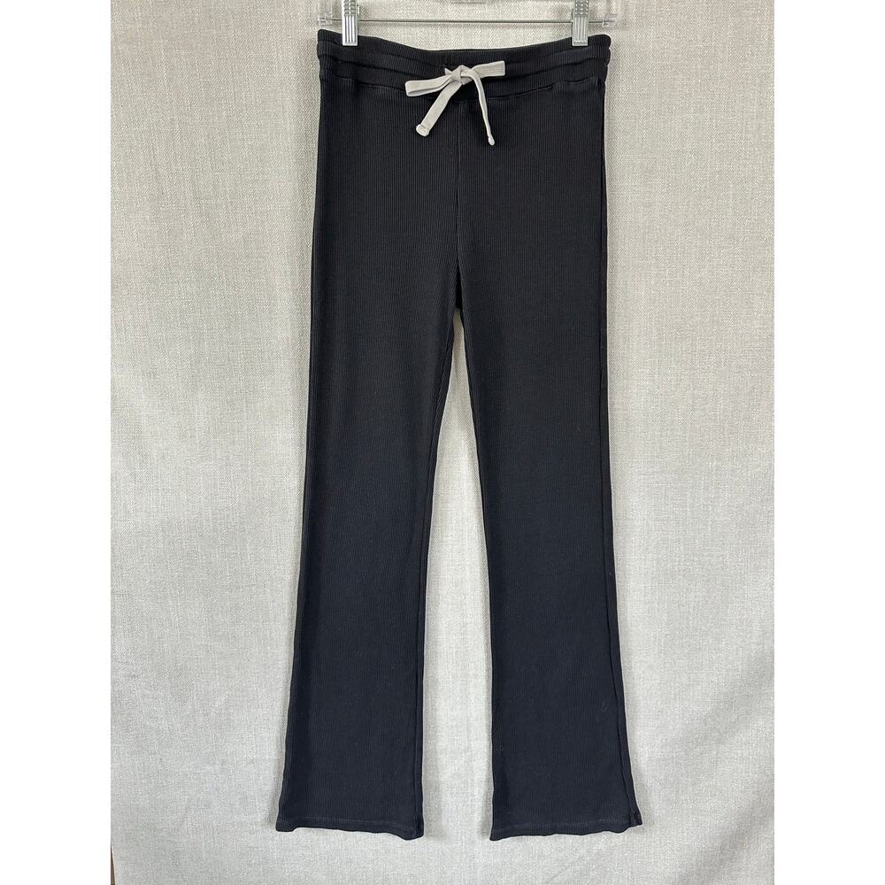 Monrow Lounge Flare Pants Ribbed Knit Black Size Small - Picture 8 of 8